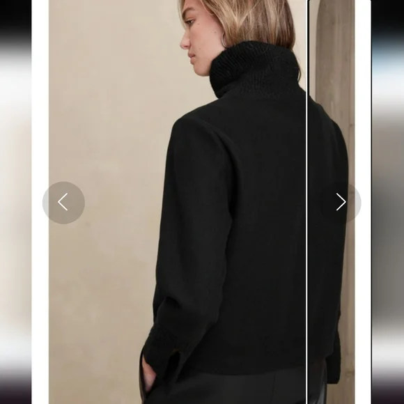 new!BANANA REPUBLIC fine structured ribknit turtleneck special split cuff detail - Picture 5 of 17